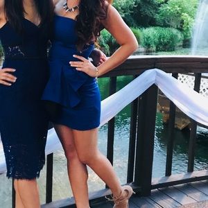 Navy blue French connection strapless dress